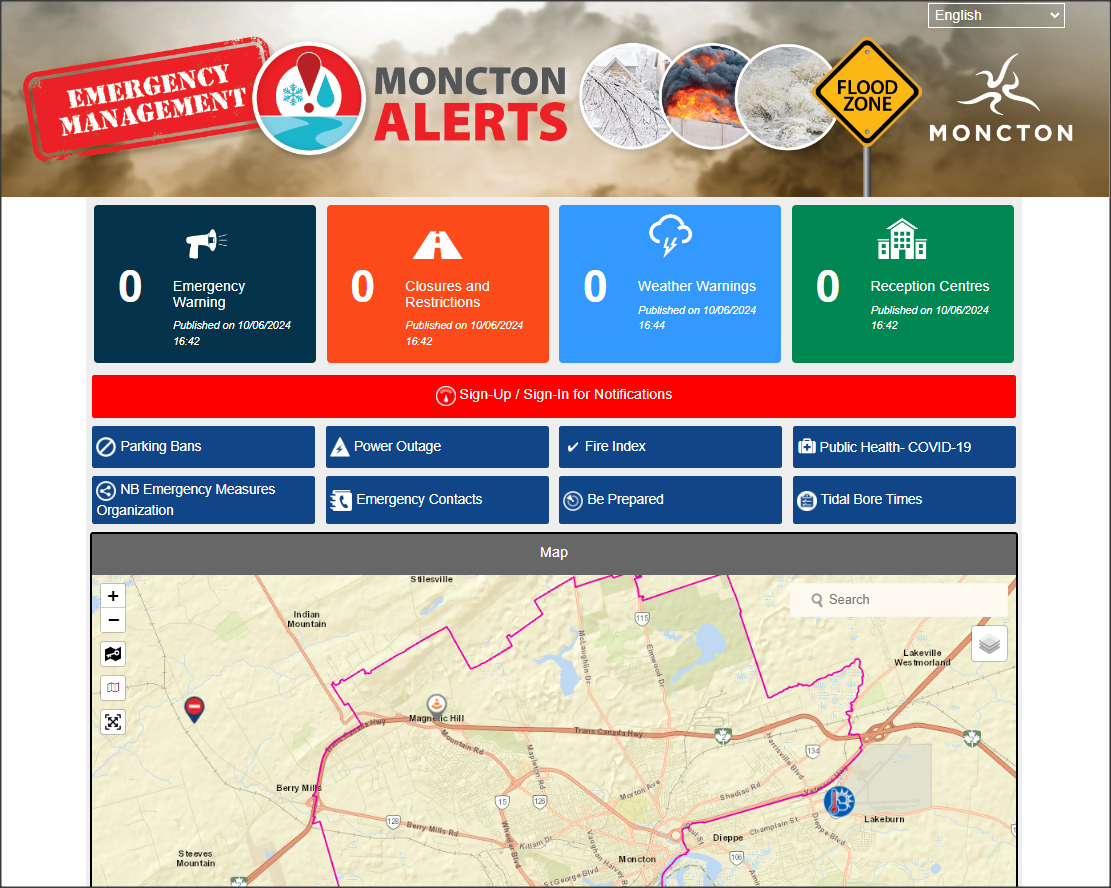 Moncton disaster dashboard